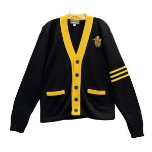 Vintage Andrew Rohan Cardigan Womens XS Yellow Varsity Academia Crest Preppy Y2k